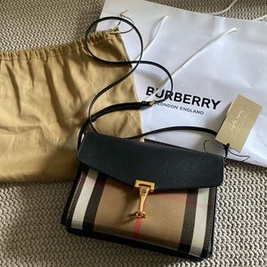 Burberry Small Macken House Check Derby Leather Crossbody